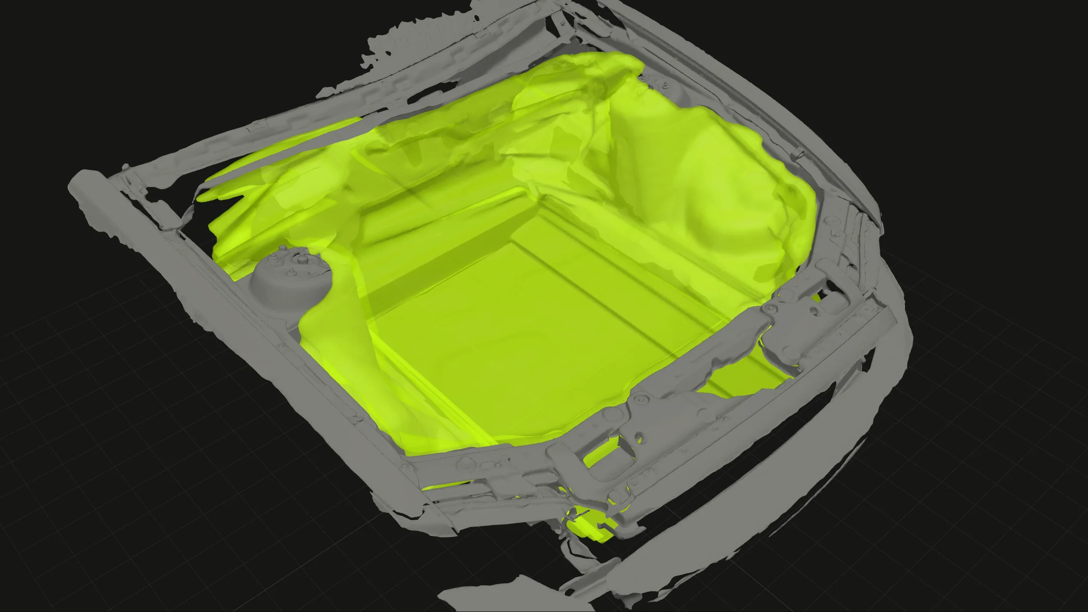 The same bay with the hood placed back on and the free-space envelope inside it
