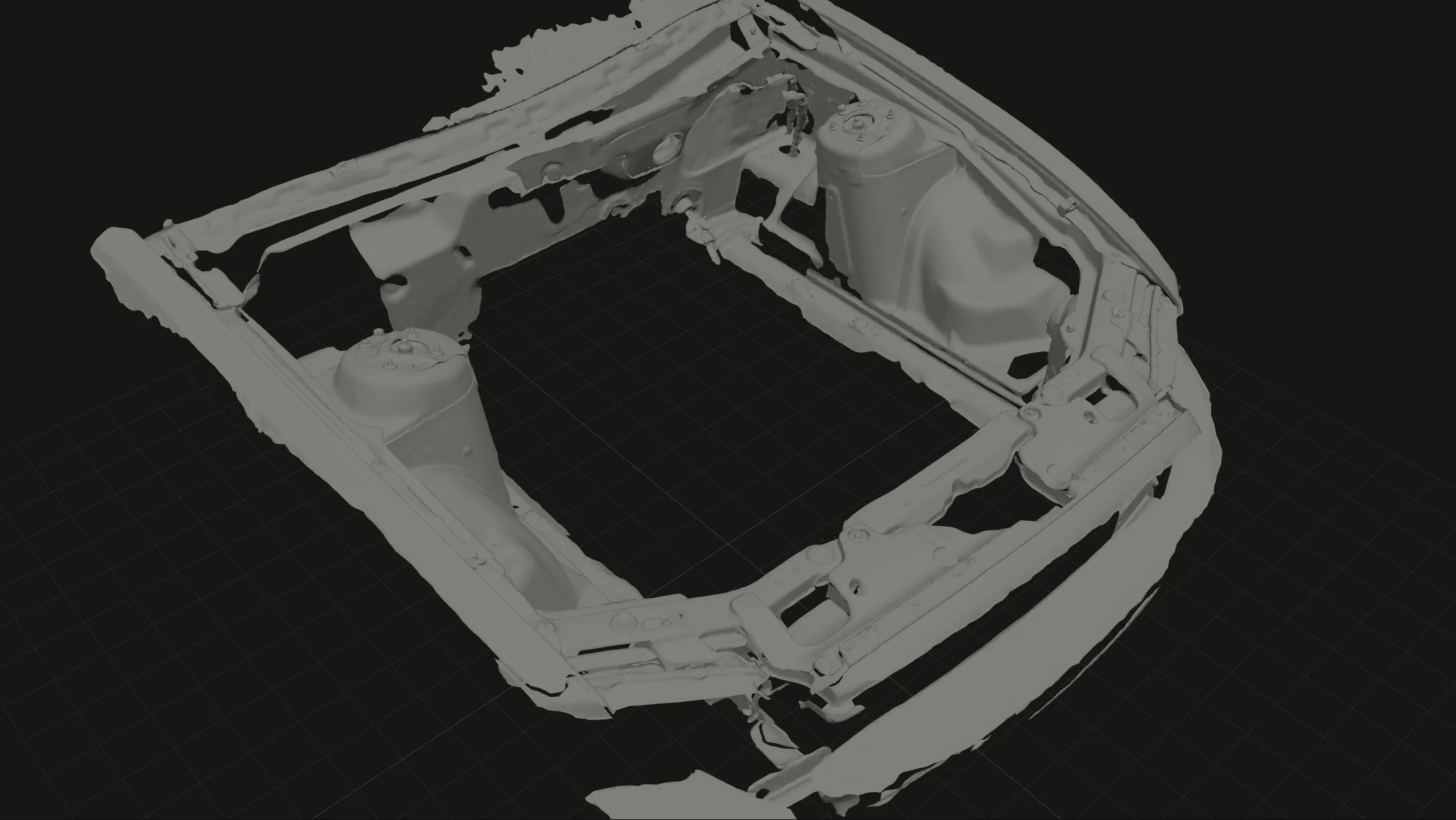 The stripped engine bay as scanned