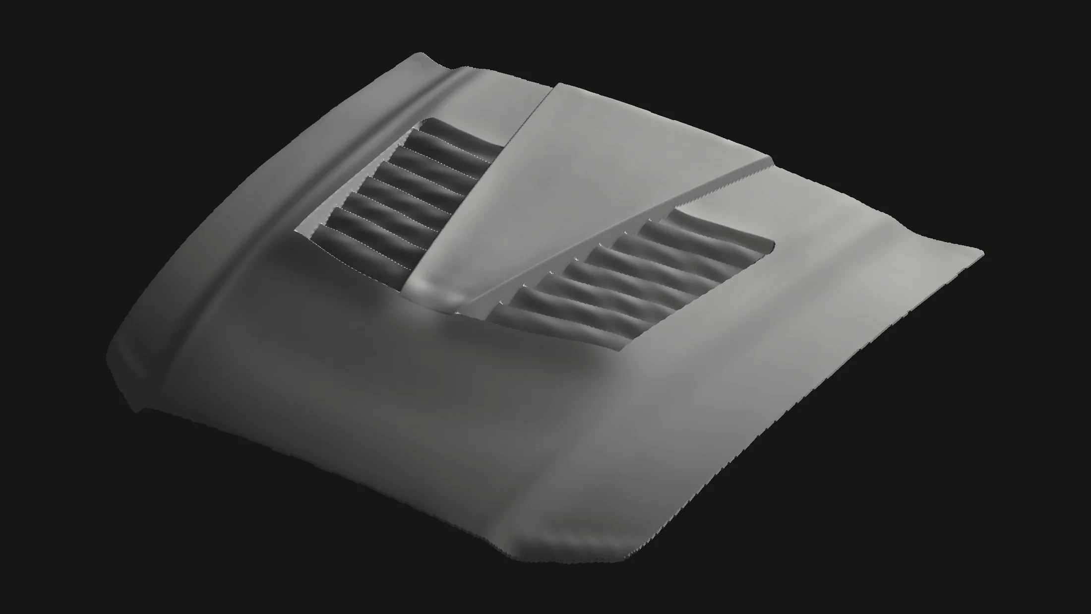 Hood A rebuilt as a symmetric, drafted CAD mold plug